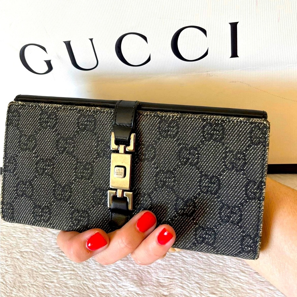 GUCCI GG Monogram Canvas and Leather Long Wallet